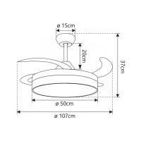 Ventilador de techo OstarkDom con Lámpara LED de 72W – Ventilador Invisible Ultraligero y Silencioso con Control Remoto y Aspas Retráctiles Φ52×H40 cm – Luz Fría/Neutra/Cálida para Interiores – OstarkDom-LEDUNI - details 11