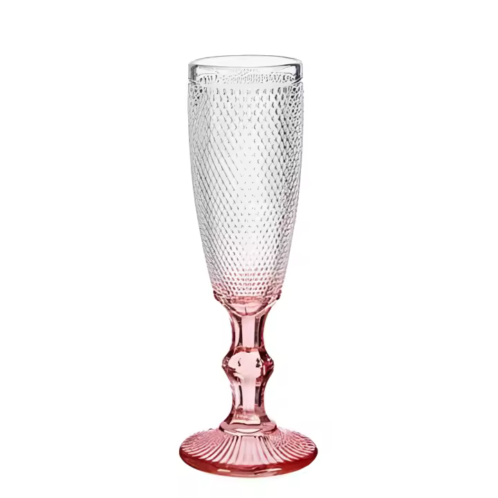 Arte Regal Set 6 Copas de Vino y Champán de Cristal Puntos Cava Pie Rosa 18 Cl 20 X 7 X 5.8 Cm - Elegante Diseño - 1