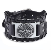 Pulsera Vikinga De Moda Con Encanto De Runas Nórdicas Y Compas Pulsera De Cuero Tejido Para Hombres Joyería De Moda Para Fiesta - details 31