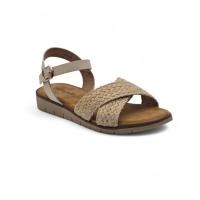 Calzados soraia, Sandalias Elegantes con Correa Marrón y Detalle Trenzado Beige - Suela Plana - details 3