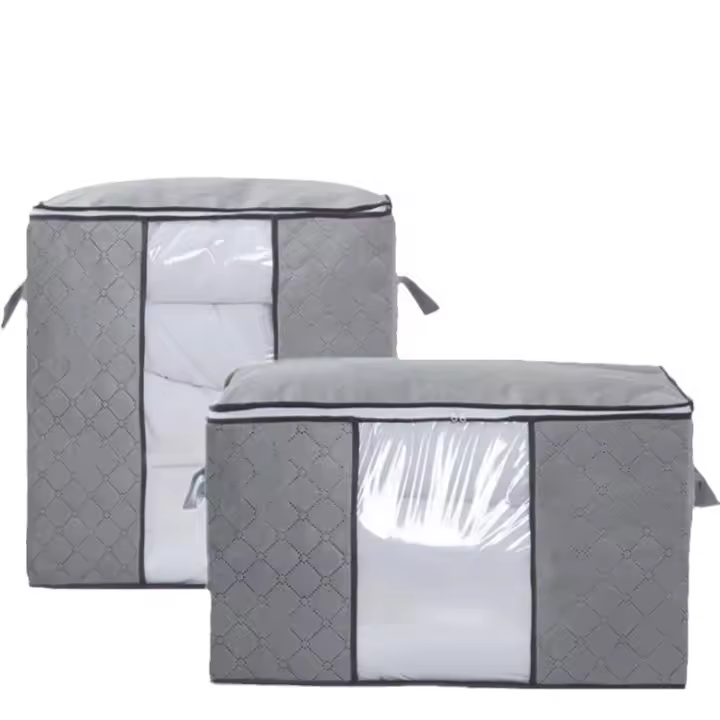 Bolso con Cremallera y Ventana, 60x45x29 cm, Gris - 1