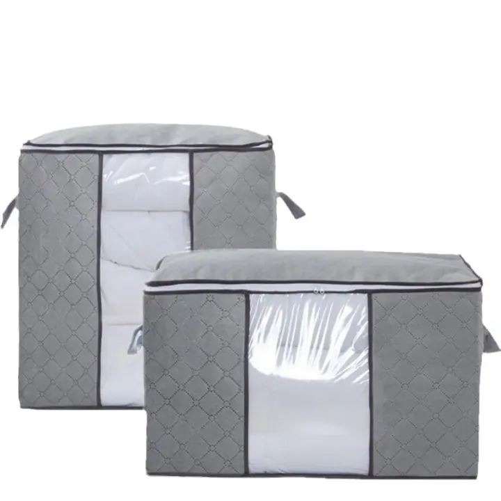 Bolso con Cremallera y Ventana, 60x45x29 cm, Gris - 1