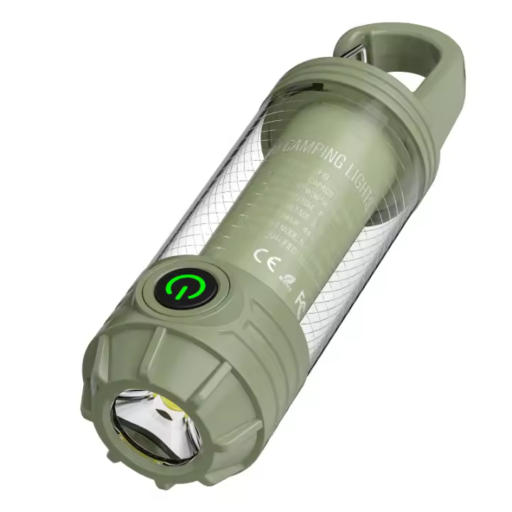 Nueva luz de camping al aire libre, fuente de luz múltiple, llavero portátil con gancho, mini linterna, luz de camping de ambiente - 1