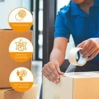 Aicasa-Cinta Adhesiva Precinto Transparente， Cinta de Embalar Perfecta para Envíos cajas y Mudanzas， Cinta Adhesiva para paquetes， Precintadora Color Transparente - details 5