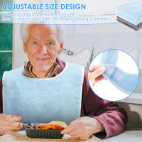 4Pcs Bibs Para Adultos En Poliéster Protección Rresistente a Manchas Para Comidas Y Bebidas Ajustables Para Ancianos Azul/Ceniza - details 3