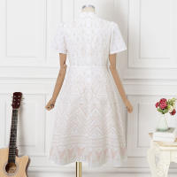 ZANZEA Vestido Elegante Para Mujer Con Estampado Bohemio De Verano A-Line Corto Manga Regular Vestidos Casual Suéter Oficina Sundress Mid-Calf - details 5