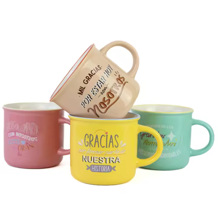 Pack de 6 a 30 unidades de tazas con frases, Tazas de cerámica con frases, 4 modelos, 420 ML, regalos para invitados boda, detalles boda invitados, detalles bautizo comunión cumpleaños para invitados, bodas ideas, Regalantes.com - 1