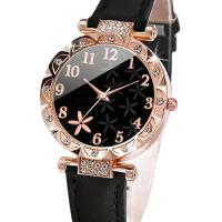 Set De Reloj De Cuarzo Para Mujer Con Estampado De Hoja Negra Y Pulsera De Pluma Negra Y Amor 6PCS Regalo Elegante Casual - details 3