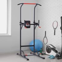HOMCOM Torre de Ejercicios Estación Multifuncional Altura Ajustable con 7 Orificios para Entrenamiento Fitness Casa Gimnasio Oficina Carga Máx. 120 kg 123x98x189-239 cm Negro y Rojo - details 1