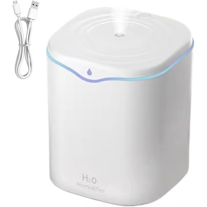 Humidificador compacto de 2 litros para uso en escritorio, humidificador silencioso y apto para viajes, perfecto para habitaciones de niños, guarderías y plantas, control de humedad silencioso y - 1