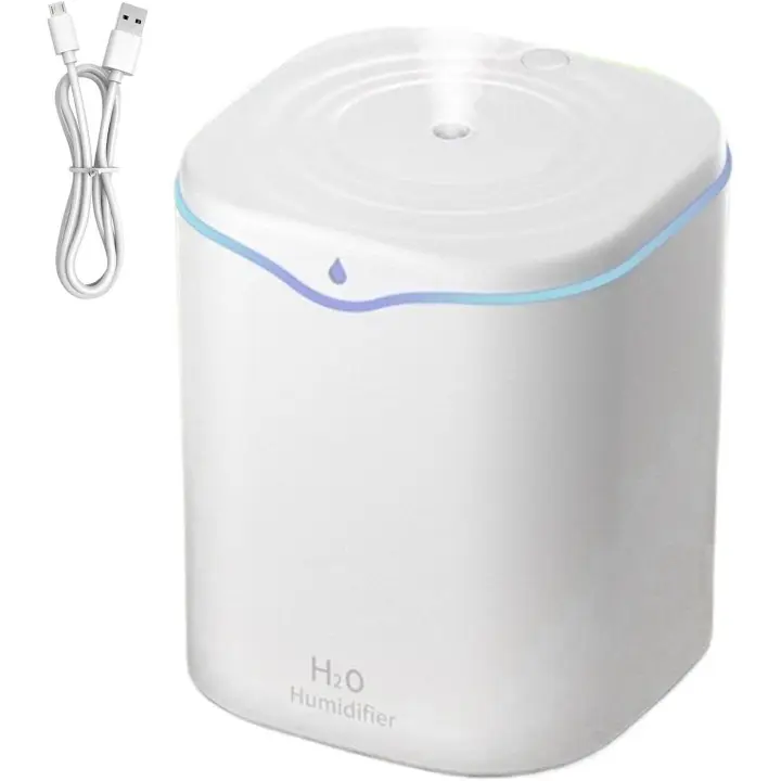 Humidificador compacto de 2 litros para uso en escritorio, humidificador silencioso y apto para viajes, perfecto para habitaciones de niños, guarderías y plantas, control de humedad silencioso y - 1