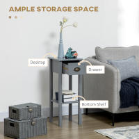 HOMCOM Mesa Auxiliar Estilo Moderno Mesita Auxiliar con Cajón y Estante de Almacenamiento Mesita de Noche para Sala de Estar Dormitorio 30x30x75 cm - details 3