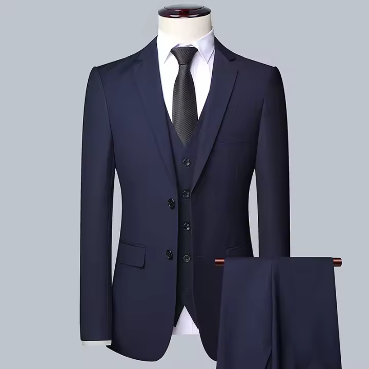 Traje De Tres Piezas Para Hombre Primavera Otoño Dos Botones Carrera Trabajo Decorativo Cuerpo S-6XL Con Chaleco Y Pantalones - 1