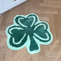 Alfombra Tufted De Hoja De Clove Verde 100% Acrílico Alfombrilla Antideslizante Absorbente Para Puerta Alfombra Geométrica Para Sala De Estar Area - details 1