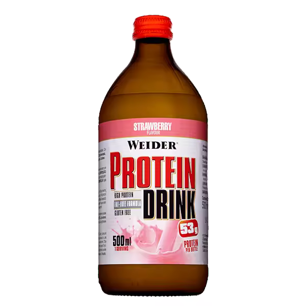 Weider Protein Drink Fresa 500 Ml - Rápidamente Asimilable - Lleno Durante Largo Tiempo - Vitaminas - Menos de 2g de Grasa - 1