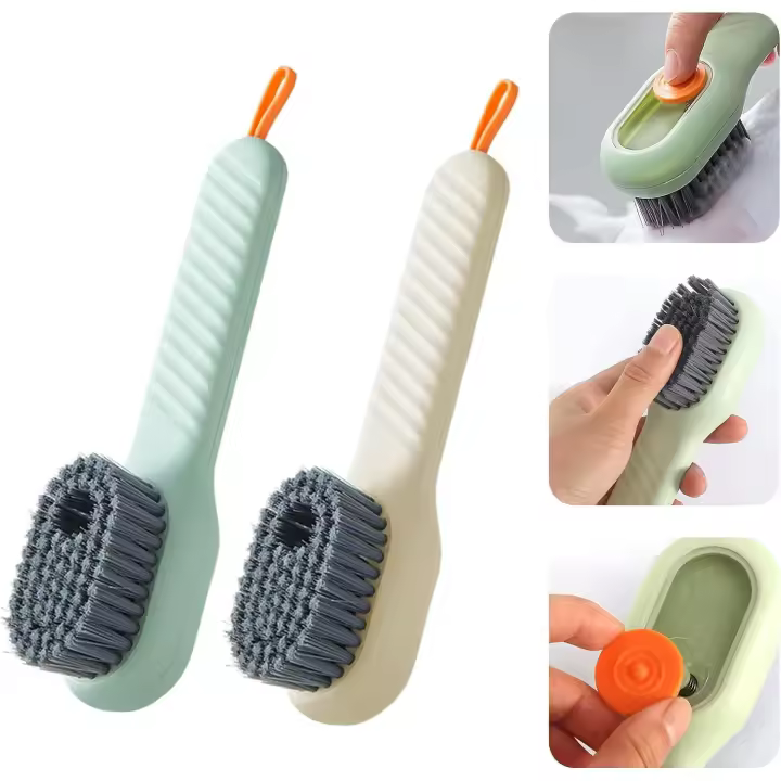 Cepillo para zapatos, cepillo para fregar zapatos, cepillo para limpiar botas, cepillo para limpiar ropa con caja de líquido, herramienta de limpieza, cepillo multifuncional para lavar la ropa 2 - 1