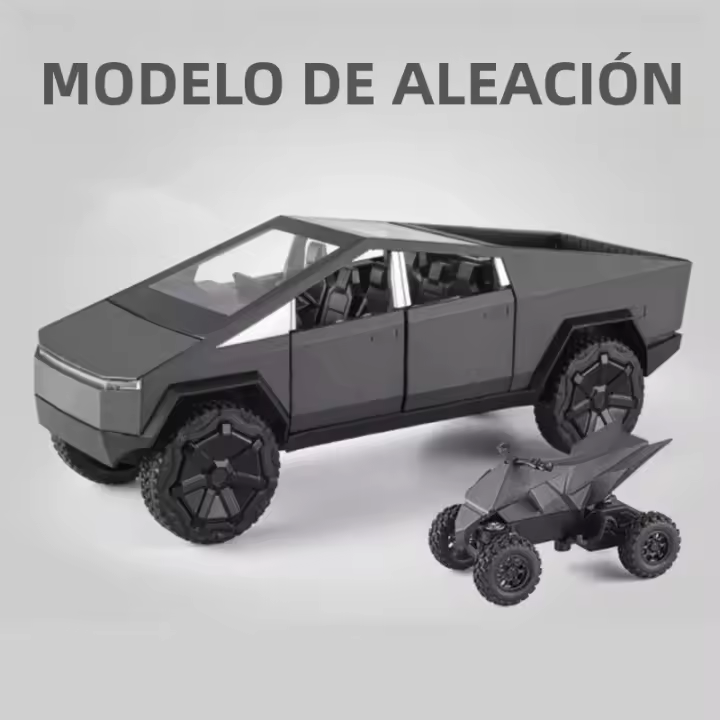 Modelo De Camión Tesla Cybertruck 1/24 Metal Toy Vehículo Off-road Con Sonido Y Luz Regalo Para Niños Simulación De Coche De Aleación - 1