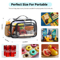 Bolsa de almuerzo transparente de gran capacidad, bolso portátil de PVC, bolsa de almacenamiento sencilla para cosméticos y artículos de tocador, bolsa de almuerzo - details 3