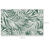 Outsunny Alfombra de Exterior 152x243 cm Alfombra Reversible con Patrón de Hojas para Terraza Balcón Patio Camping Playa Verde Oscuro y Blanco - details 2