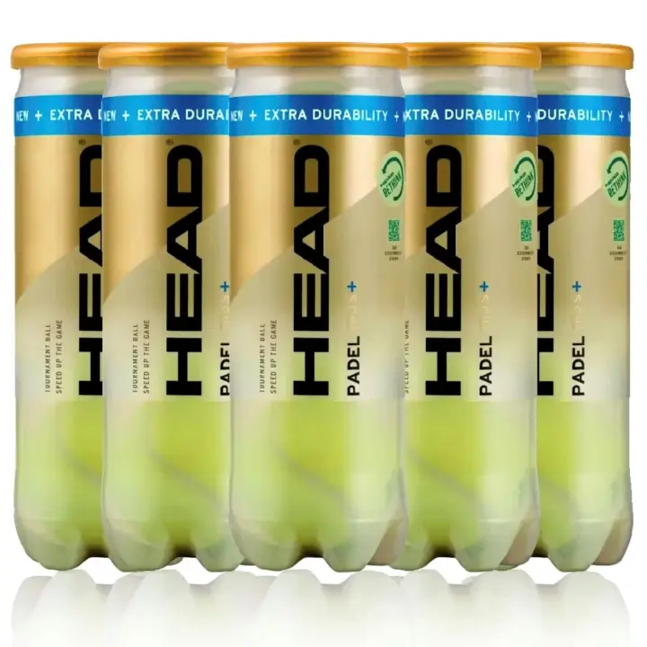Pack de 5 botes pelota de pádel HEAD PRO S +, la NUEVA HEAD PRO S +,  Nueva fórmula para el núcleo que mantiene la presión durante más tiempo - 1
