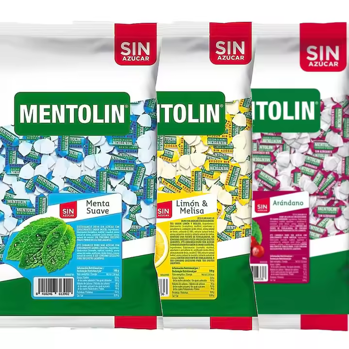 MENTOLIN PACK 3 Kg caramelos sin azúcar garganta Menta Suave & Limón Melisa & Arandano - 1