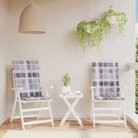 vidaXL Cojines de silla de respaldo alto 2 uds tela en color Estampado de hojas/Azul y blanco/Estampados cuadros grises y más | cómodas modernas ergonómicas para comedor cocina salón hogar - details 2