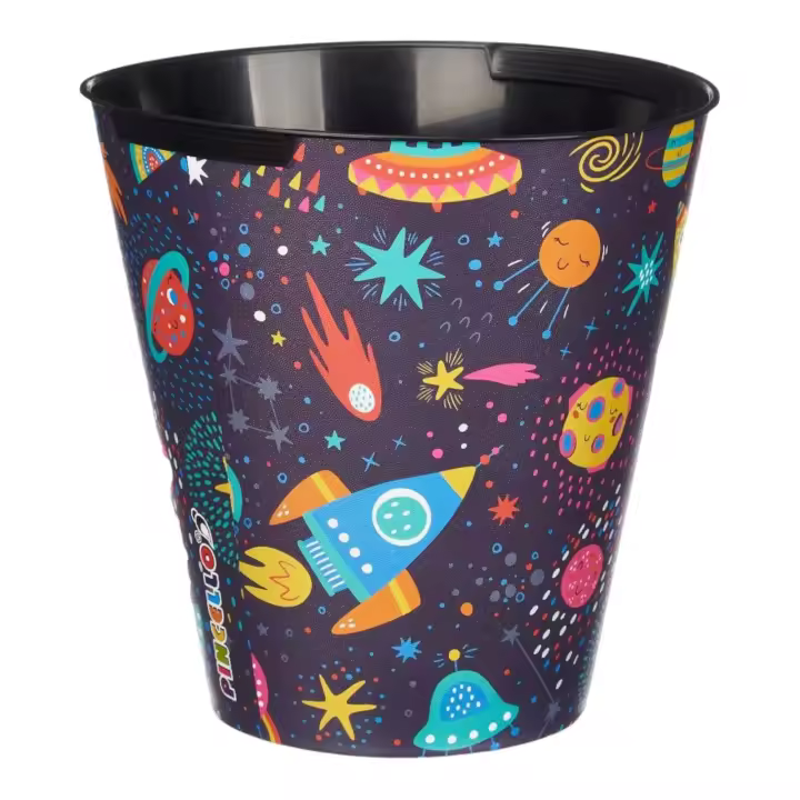 TIENDA EURASIA - Papelera Juvenil para Baño, Oficina, Estudio, Habitacion, Papelera de Plastico con Capacidad 10 litros, Tamaño ø27 x 28 cm, Cubo de Basura Redondo (Colegio) - 1