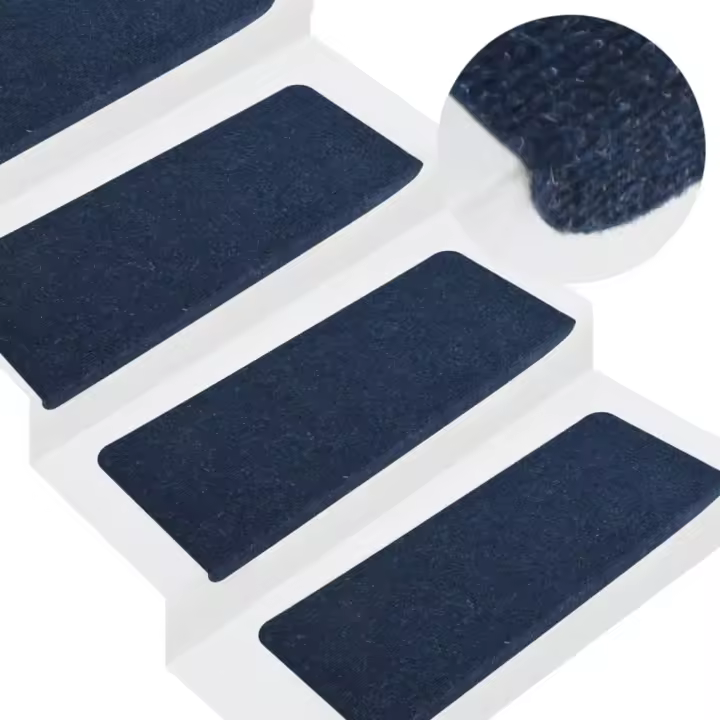 vidaXL Alfombrilla autoadhesiva de escalera 15 uds azul 65x24,5x3,5 cm - 1