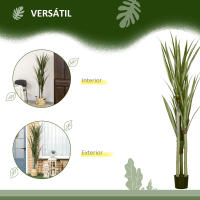 HOMCOM Planta Artificial de Yuca en Maceta 190 cm Planta Falsa con 39 Hojas Realistas para Decoración en Hogar Salón Oficina Jardín Ø17x190 cm Verde - details 4