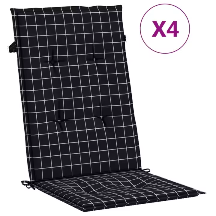 Cojines para sillas de respaldo High 4 UDS Canvas Negra a Cuadros - 1