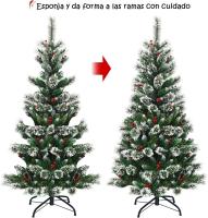 ARBOL DE NAVIDAD SILVESTRE 120cm, 210cm. Arbol de Navidad Verde Abeto, Árbol de Navidad Artificial, Verde PVC Árboles Decoración Navideña, con Efecto Nieve y piñas, Soporte de Maderal (con Efecto Nieve y piñas) - details 1