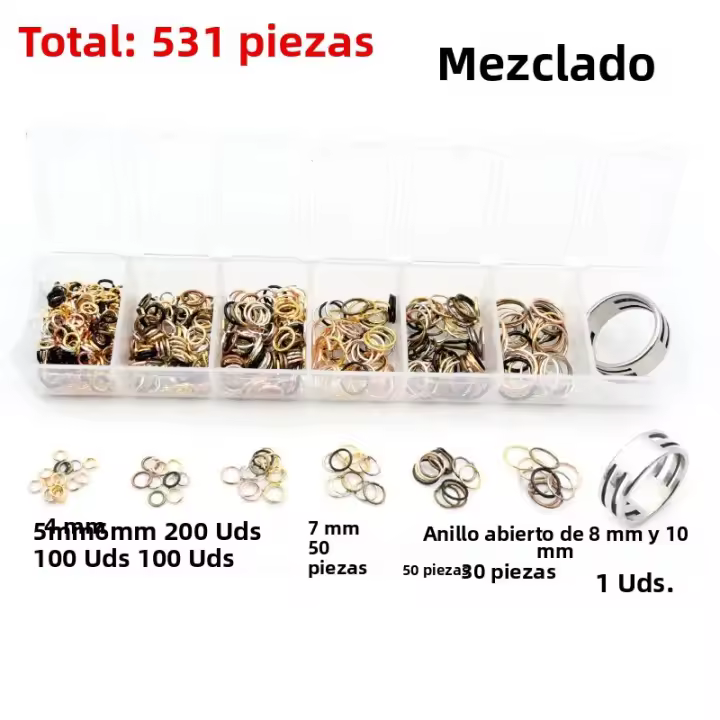 Juego De Anillos Abiertos Para Joyería DIY 8 Colores 3-10mm Conector De Enlace Split Herramientas De Metal Para Creación De Joyas - 1