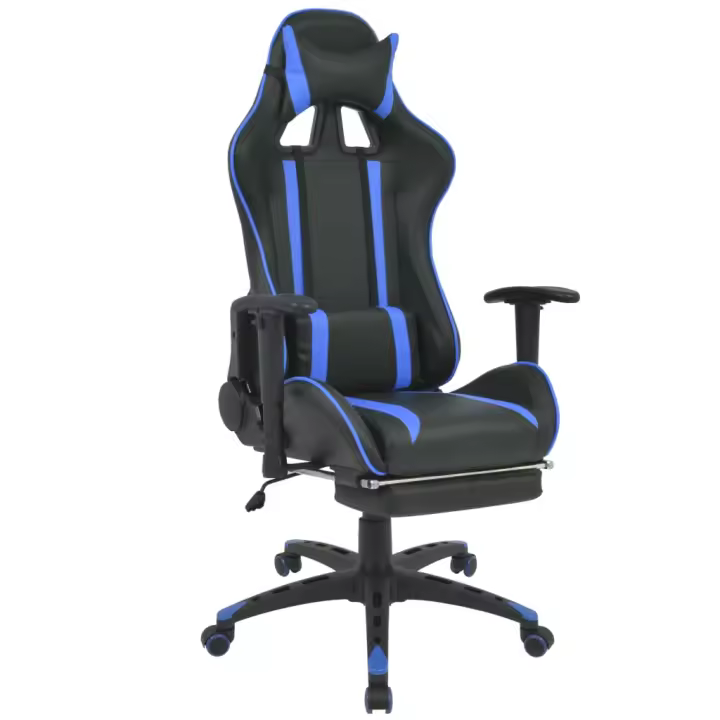 Silla de Oficina Racing reclinable con reposapiés Azul - 1