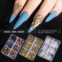 Kit De Diamantes Champagne Para Uñas Con 6 Cuadrículas De AB Cristales Planos Para Arte De Uñas Y Diseño De Manicura DIY Colores Mixtos - details 0