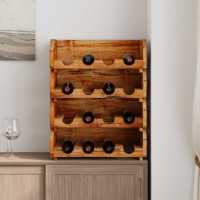 vidaXL Botelleros para 16 botellas 4 piezas madera maciza de caoba - details 2