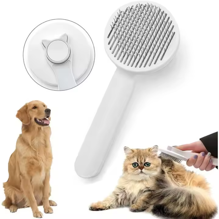 Verde Herramienta de Cepillo de Aseo para Mascotas - Peine de Limpieza para Gatos y Perros - Eliminación Fácil de Capa Suelta y Pelo Enredado - Ideal para Limpieza y Masaje (Gris) 1 - 1