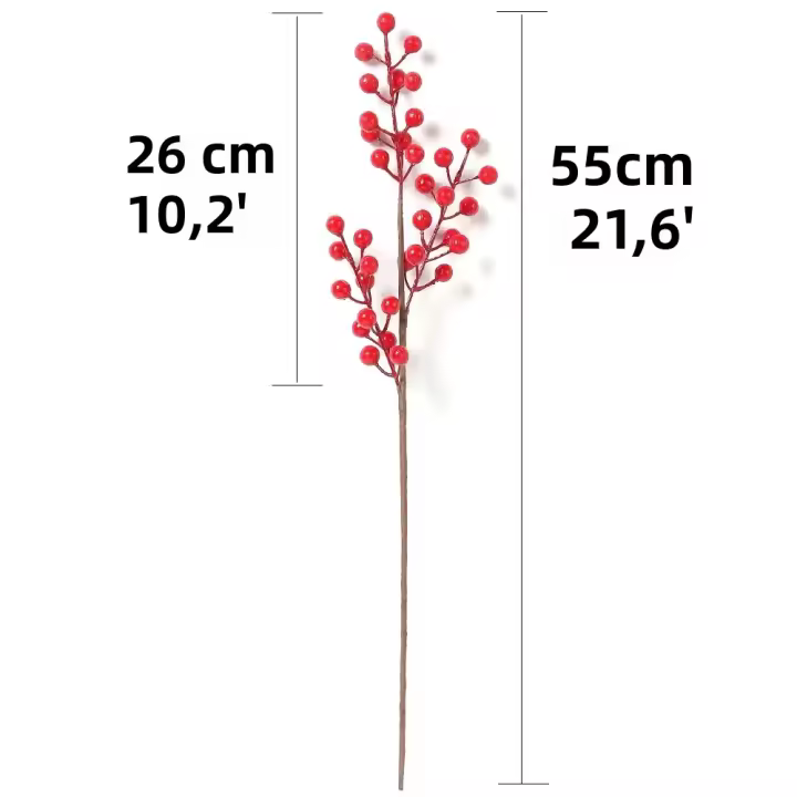Bouquet De Berries Rojos Artificiales Para Decoración De Navidad Árbol De Navidad Adornos De Año Nuevo 2023 Accesorio De Flores Falsas Para El Hogar - 1