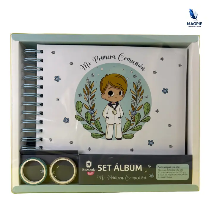 Bismark Set Álbum Mi Primera Comunión – Niño | Recuerdo Ideal para Niños y Niñas, Incluye Álbum de Fotos Autoadhesivo y Estuche Decorado para Guardar Memorias del Día de la Comunión - 1