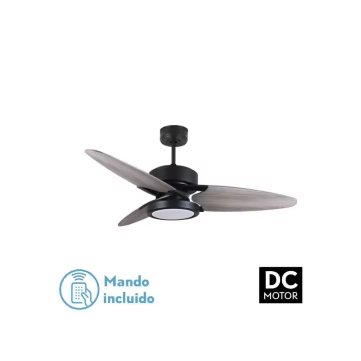 Ventilador dc cross 30w negro palas gris/roble 6vel. 3 colores 3250lm 132d remoto, memoria y temporizador - 1