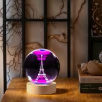 Lámpara De Noche De Cristal Con Grabado 3D De La Torre Eiffel Decoración Moderna Polished Para Navidad Halloween Agradecimiento - details 0