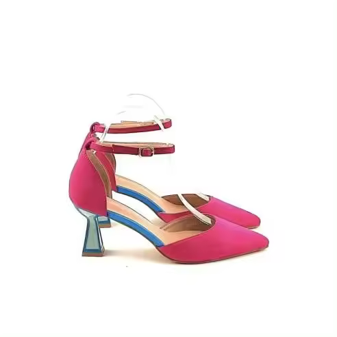 Teovel - Zapato Salón Tacón Medio Nacarado - Talonera - Ref WE 8810 - Estilo Stiletto - Cierre Pulsera - Altura Tacón 7 Cm - Color Fucsia -  Nueva Colección 25 - - - 1