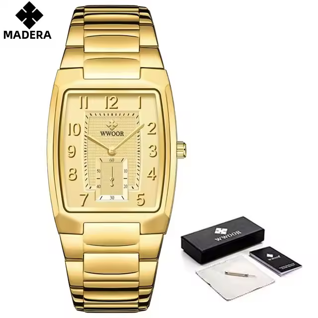 Reloj De Mujer WWOOR 2024 Oro Creativo Acero Inoxidable Resistente Al Agua Cuadrado Reloj De Pulsera Para Mujer Con Marcadores Arábigos - 1