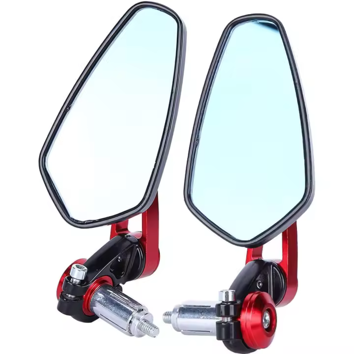 Espejos de motocicleta, accesorios de motocicleta universales ajustables Aleación de aluminio de motocicleta de 360 grados Espejos laterales de extremo de barra de 7/8 "22mm (azul) - 1
