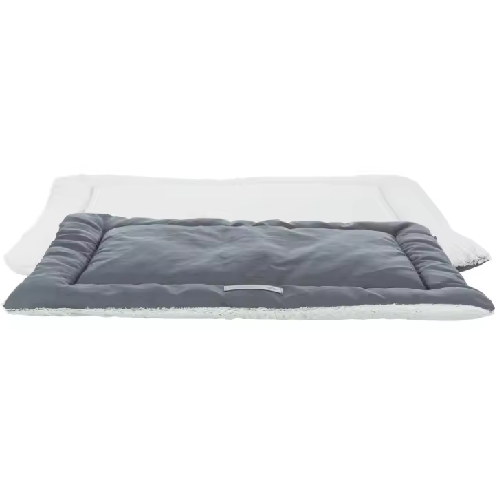 TRIXIE Farello lying mat, plush/wooven fabric, 70 × 55 cm, white-grey/grey - 1
