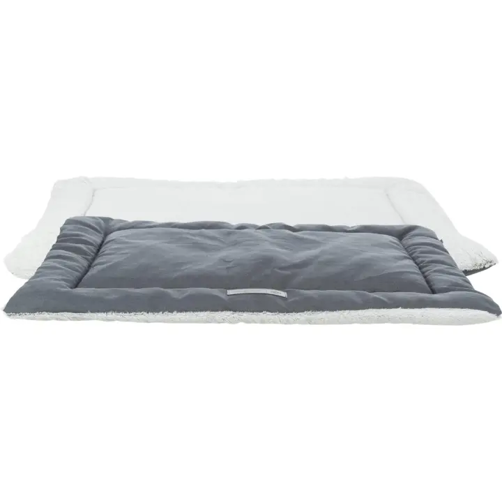 TRIXIE Farello lying mat, plush/wooven fabric, 70 × 55 cm, white-grey/grey - 1