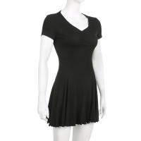 Vestido A-Line IAMSURE Casual Basic Solid V-Neck Manga Corta Mini Vestido Estilo Coreano Para Mujer Verano Moda 2023 - details 2
