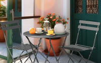 ORION91 Set Plegable Balcón 1 Mesa Cuadrada (71x70x70 cm) + 2 Sillas (81x42x41 cm) Estructura Acero Color Rojo Jardín Exterior - SpazioLuzio - details 2