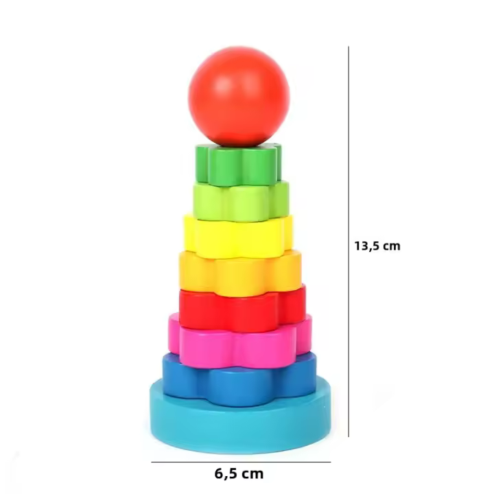 Juguetes De Madera Montessori Para Niños Torre De Arcoíris De Bloques De Construcción Educativos Tempranos Para Bebés Regalo Para Niños - 1