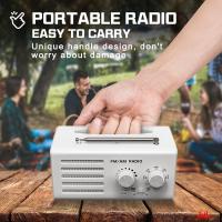 Radio Portátil FM/AM, Transistor Radio Botón de Ajuste Extra Grande, 5W Altavoz Grande, Soporte de Alimentación USB/Operador Batería - Blanco - details 2