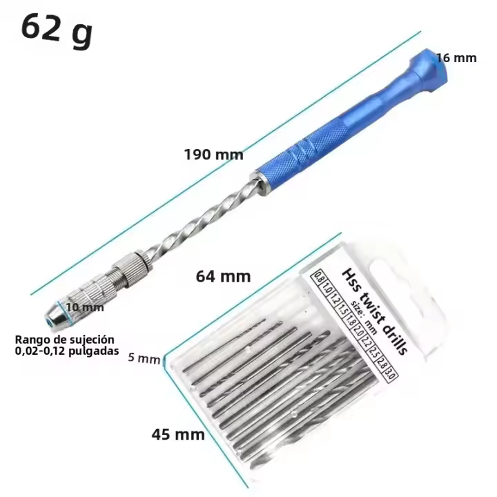 Juego De Brocas De Torcer Manual Azul Extendido 0.5-3mm Plástico Ambar Para Perforación De Circuitos Electrónicos Herramienta De Perforación De Madera - 1